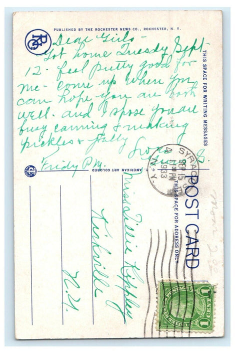 1933 Municipal Zoo Seneca Park Street View Rochester New York NY Postcard