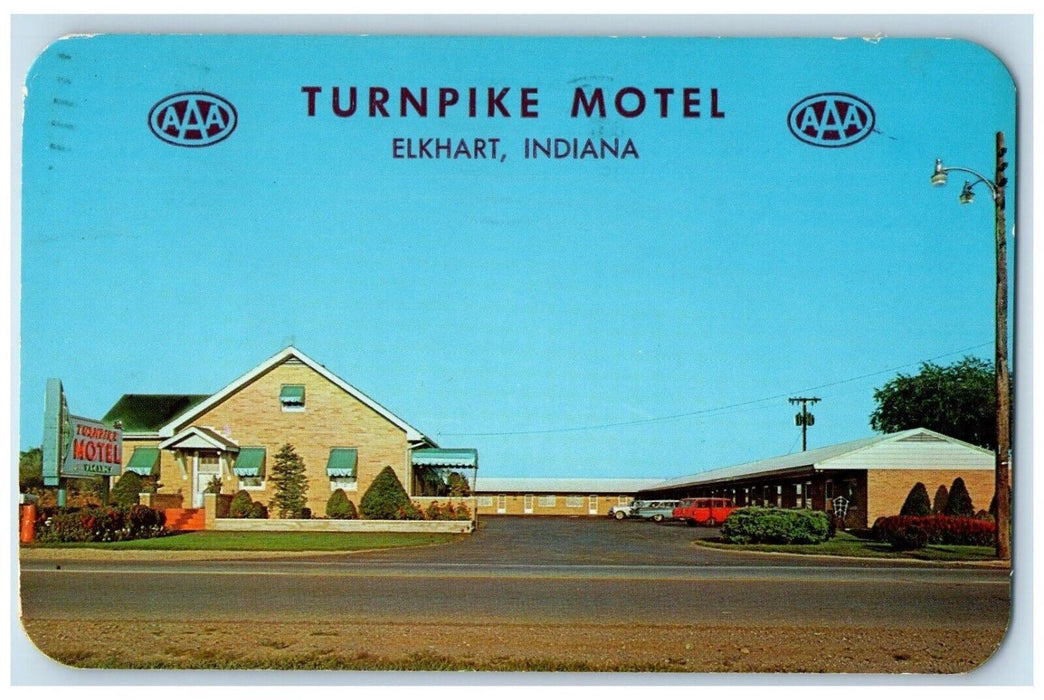 View Of Turnpike Motel Roadside Cars Elkhart Indiana IN Posted Vintage Postcard