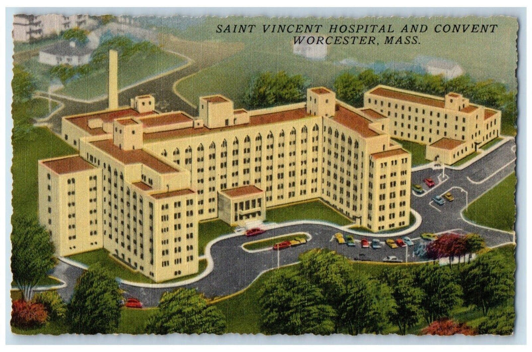 Saint Vincet Hospital And Convent Building Worcester Massachusetts MA Postcard