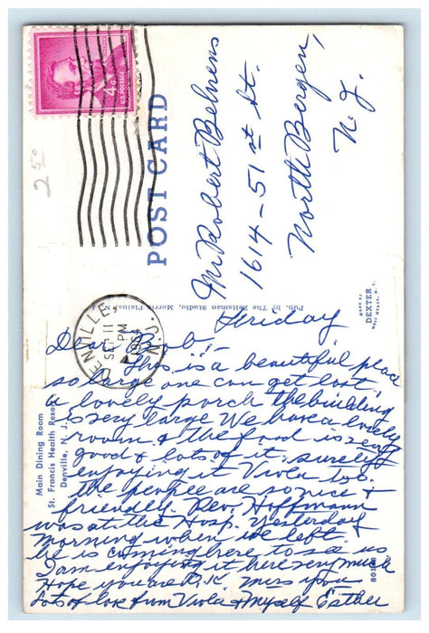 1964 Main Dining Room, St.Francis Health Resort Denville New Jersey NJ Postcard
