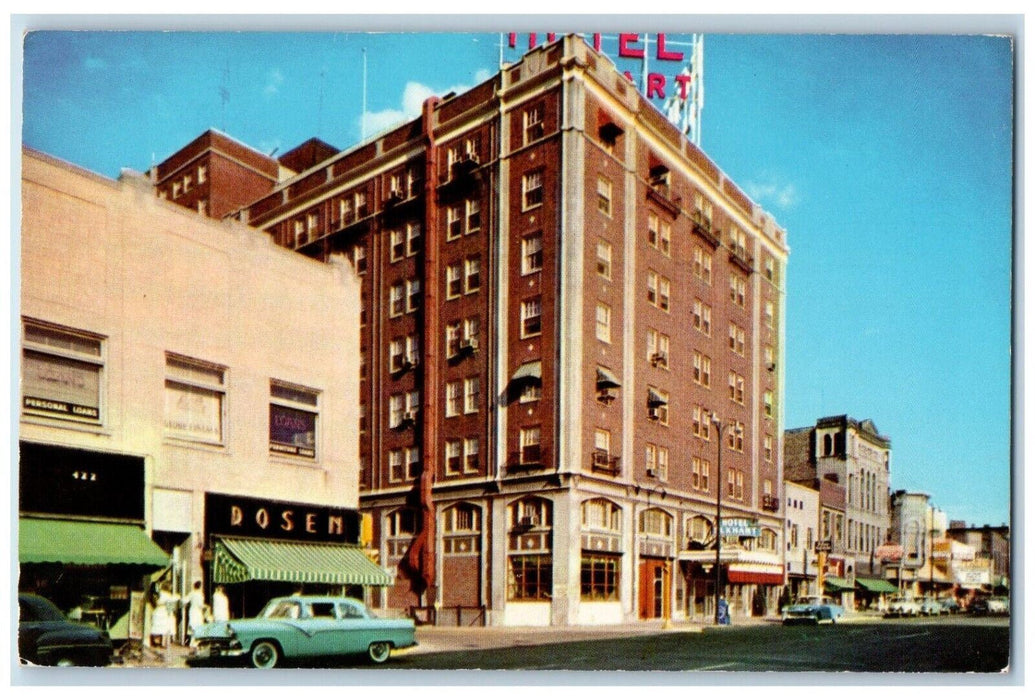 c1960's South Main Street Hotel Elkhart Dosen Car Elkhart Indiana IN Postcard