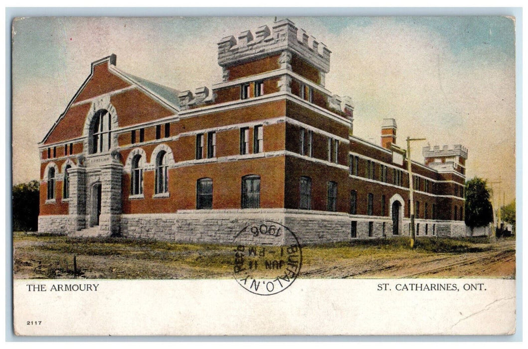 1906 The Armoury St. Catharines Ontario Canada Canadian Souvenir Postcard