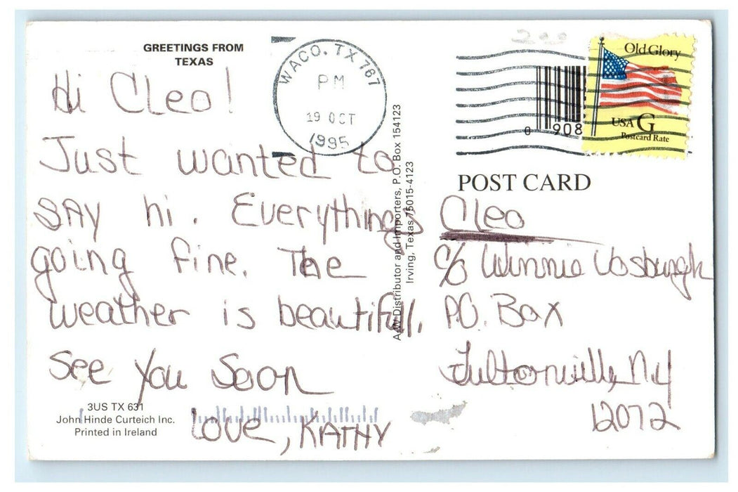 1995 Deep In The Heart Of Waco Texas TX Posted Vintage Postcard