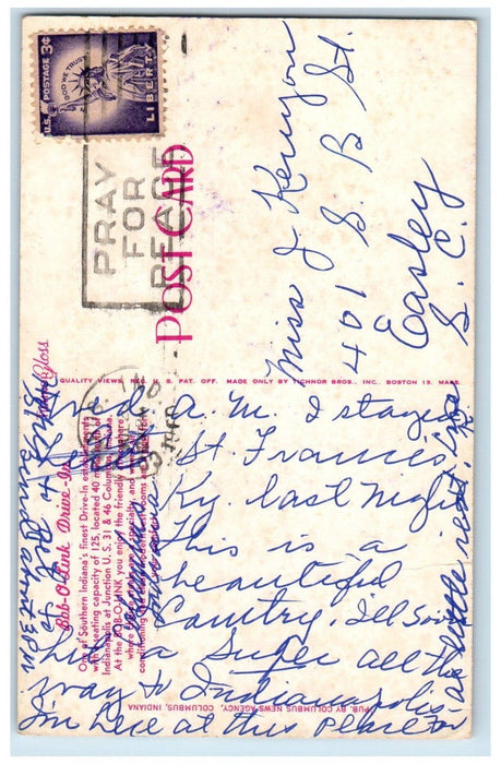 Bob O Link Drive In Interior Counter Private Booths Tables Columbus IN Postcard