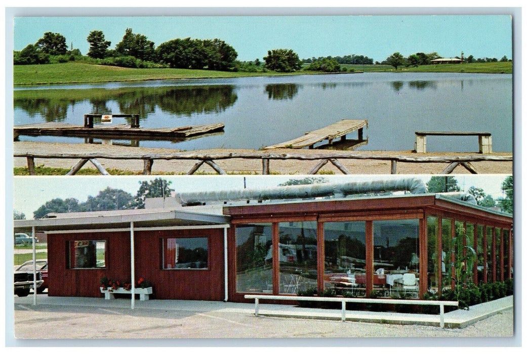 c1960s Lakeview Restaurant Dining Room Cambridge City Indiana IN Postcard