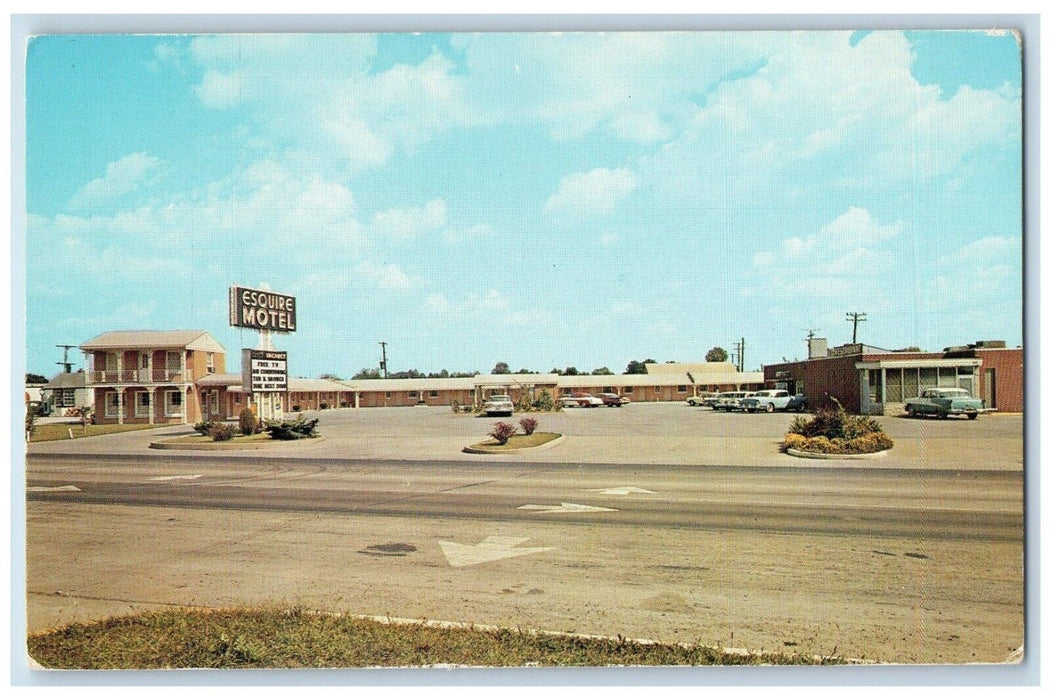 c1950's Esquire Motel Roadside Cars Evansville Indiana IN Vintage Postcard