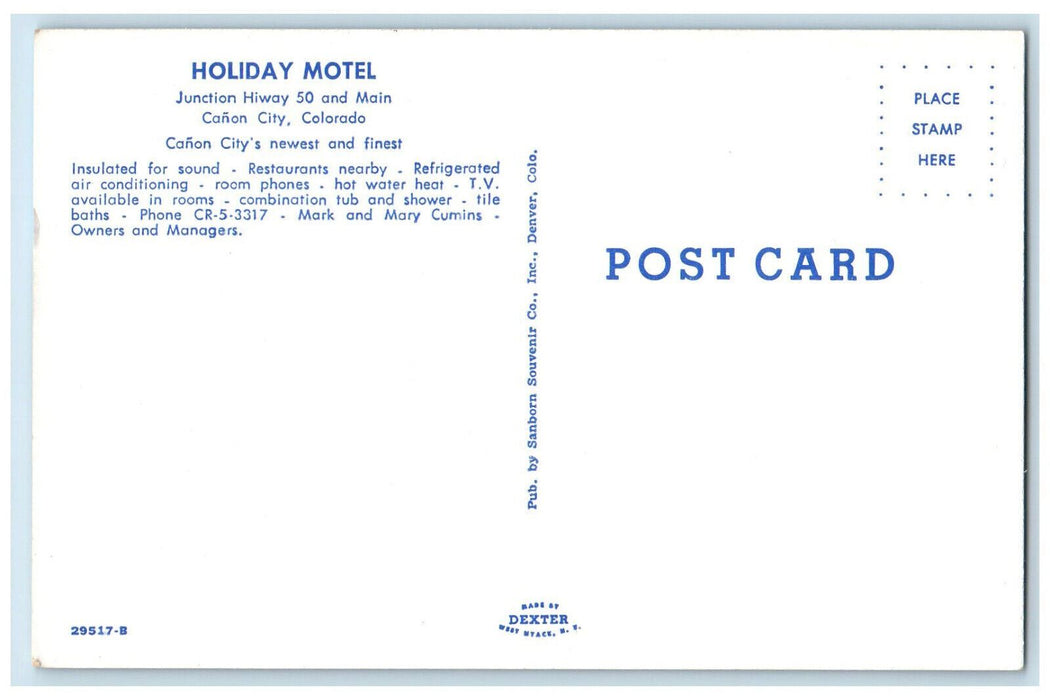 c1960's Holiday Motel Junction Hiway 50 Canon City Colorado CO Postcard