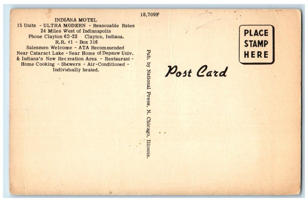 c1950's Indiana Motel And Restaurant Indianapolis IN Unposted Vintage Postcard