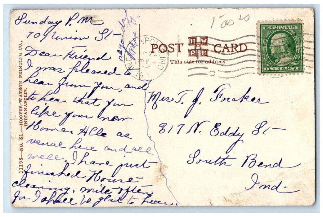 c1910's St. Mary's Catholic Church Indianapolis Indiana IN Antique Postcard