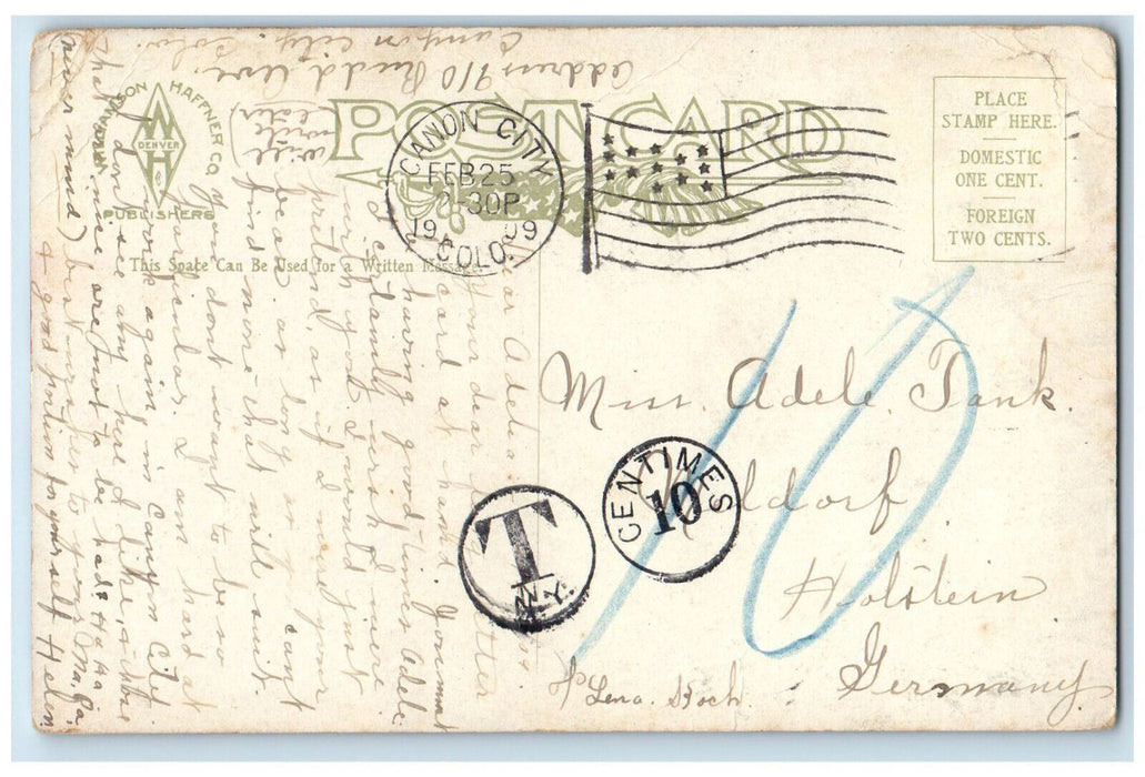 1909 Saugre De Christo Range from Bull Hill Colorado CO 10 Centimes Postcard