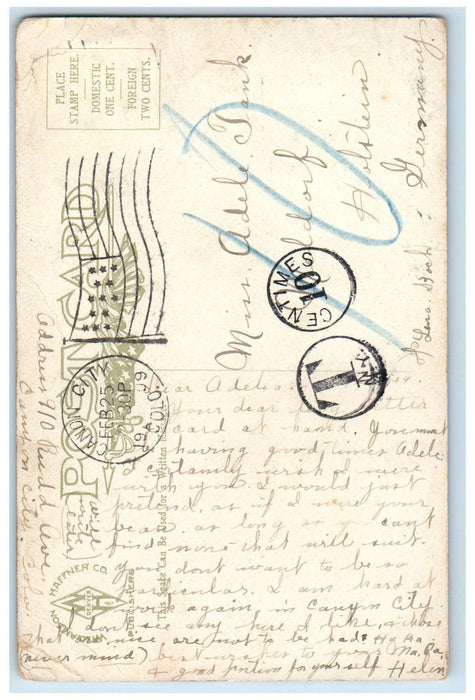 1909 Saugre De Christo Range from Bull Hill Colorado CO 10 Centimes Postcard