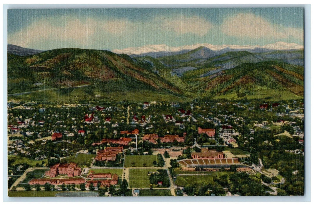 1951 Panorama of the University of Colorado Campus from the Air Postcard