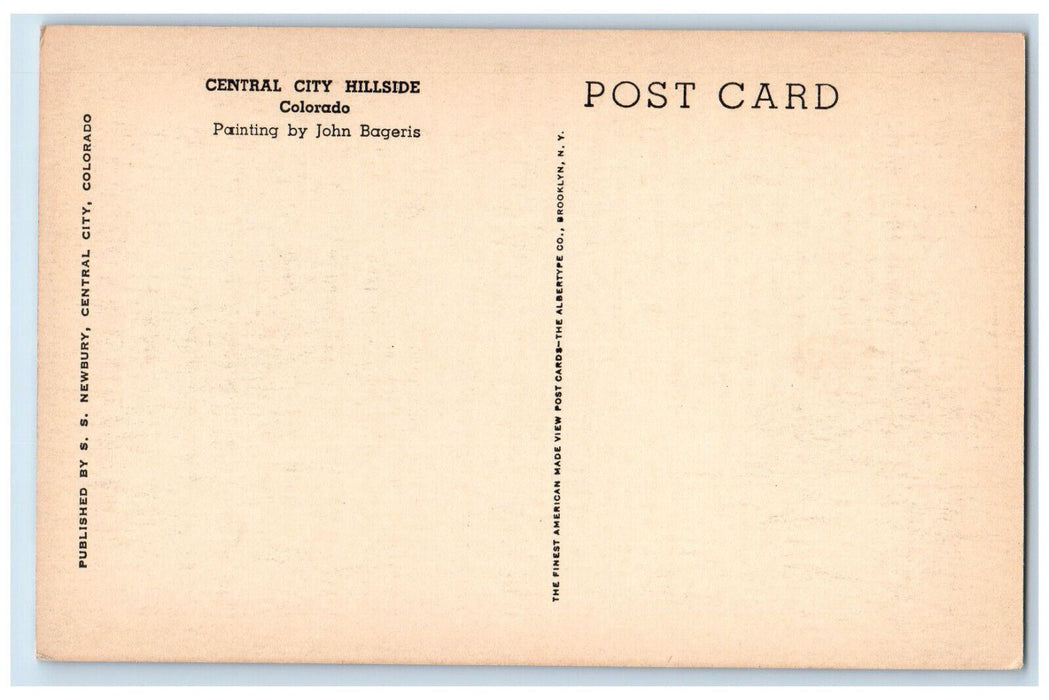 c1910 John Bageris Painting, Central City Hillside Colorado CO Postcard