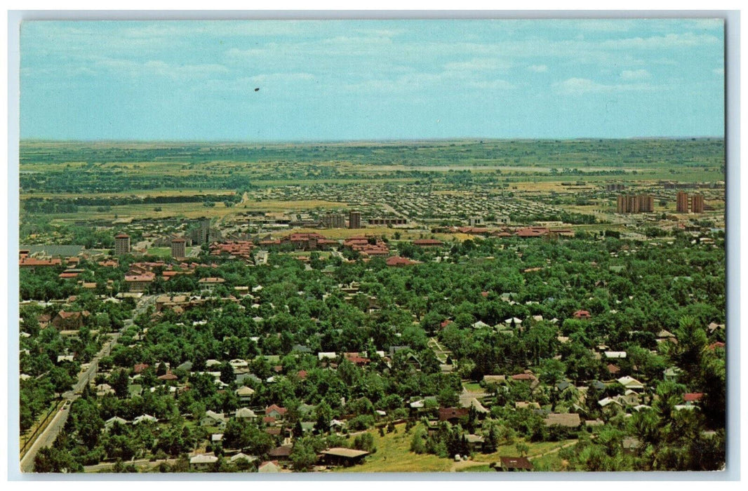 c1950's Aerial View of Houses, Buildings in Boulder Colorado CO Postcard