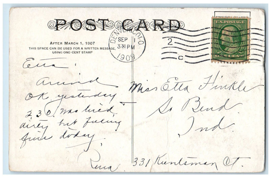 1909 Western Slope Continental Divide Colorado CO Antique Posted Postcard
