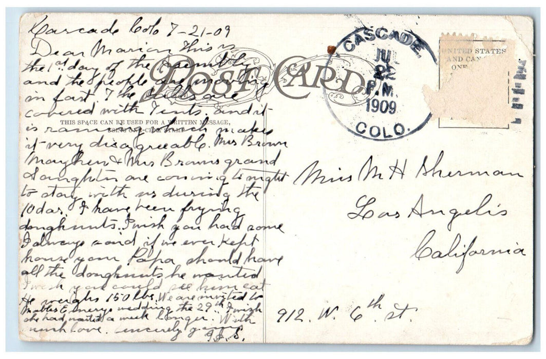 1909 Hotel Ramona and Annex Cascade Colorado CO Antique Posted Postcard