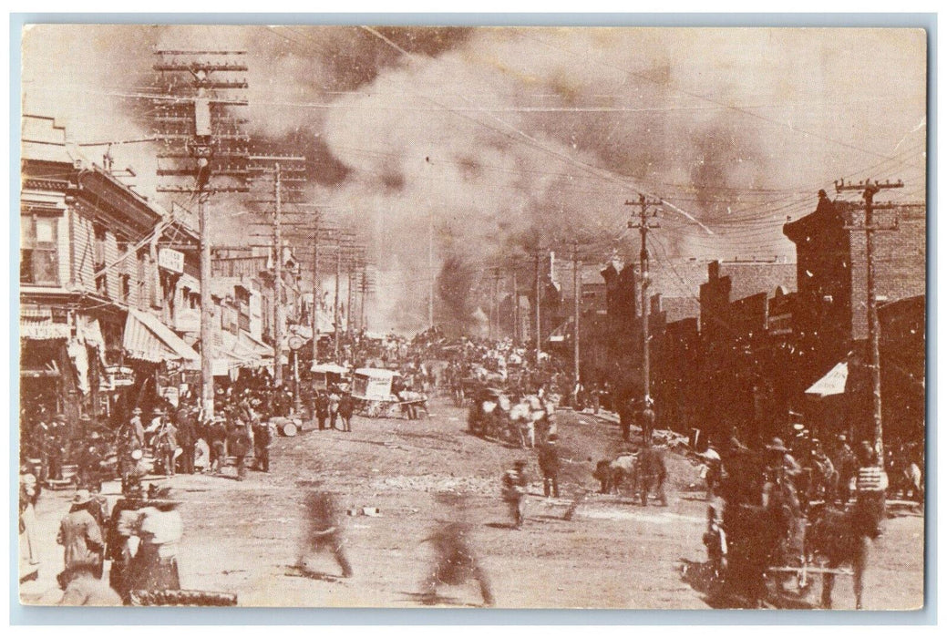 1896 "The Big Fire" Street Scene, Cripple Creek Colorado CO Antique Postcard