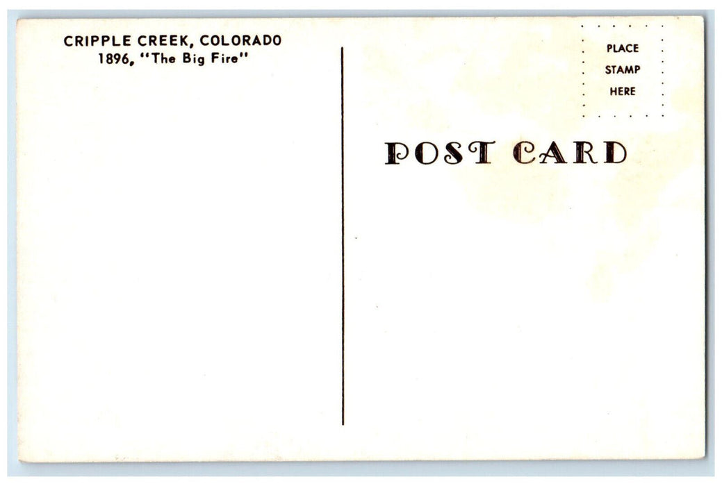 1896 "The Big Fire" Street Scene, Cripple Creek Colorado CO Antique Postcard