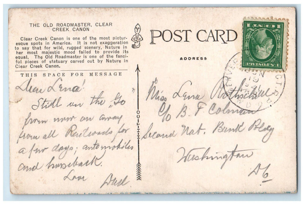 1921 The Old Roadmaster Clear Creek Canon Colorado CO Posted RPO Postcard