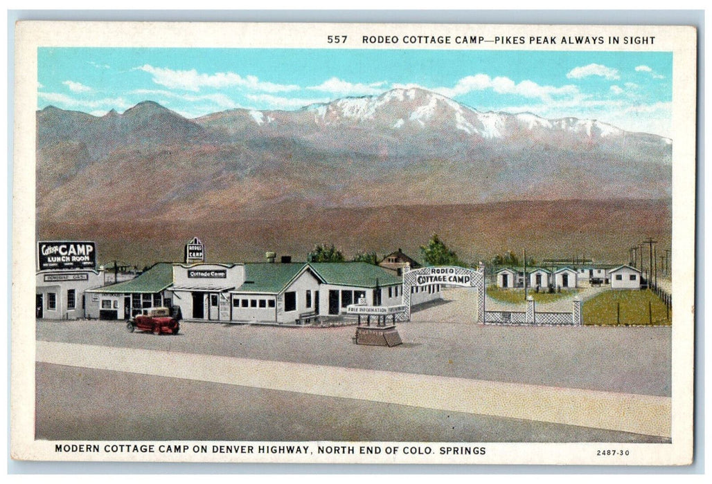 c1920's Rodeo Cottage Camp Pikes Peak North End of Colo Springs CO Postcard