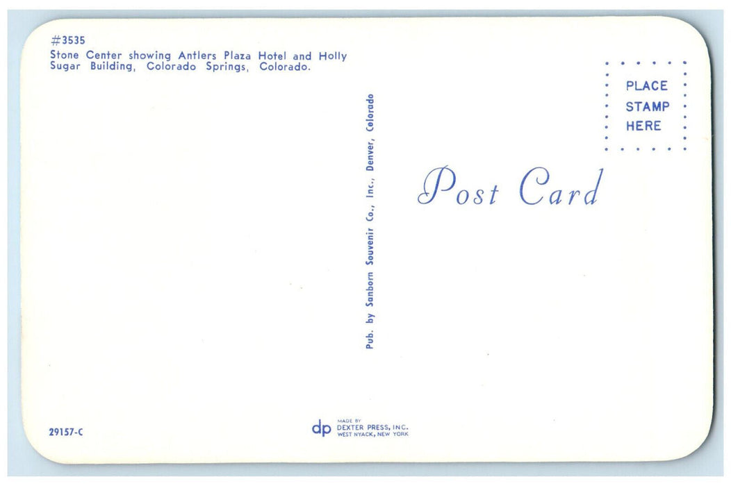c1950's Stone Center Showing Antlers Plaza Hotel Colorado Springs CO Postcard