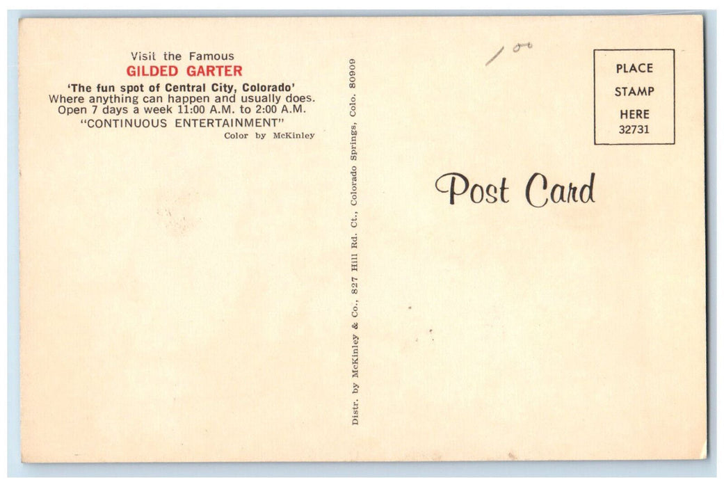 c1970's Gilded Garter Restaurant Central City Colorado CO Advertising Postcard