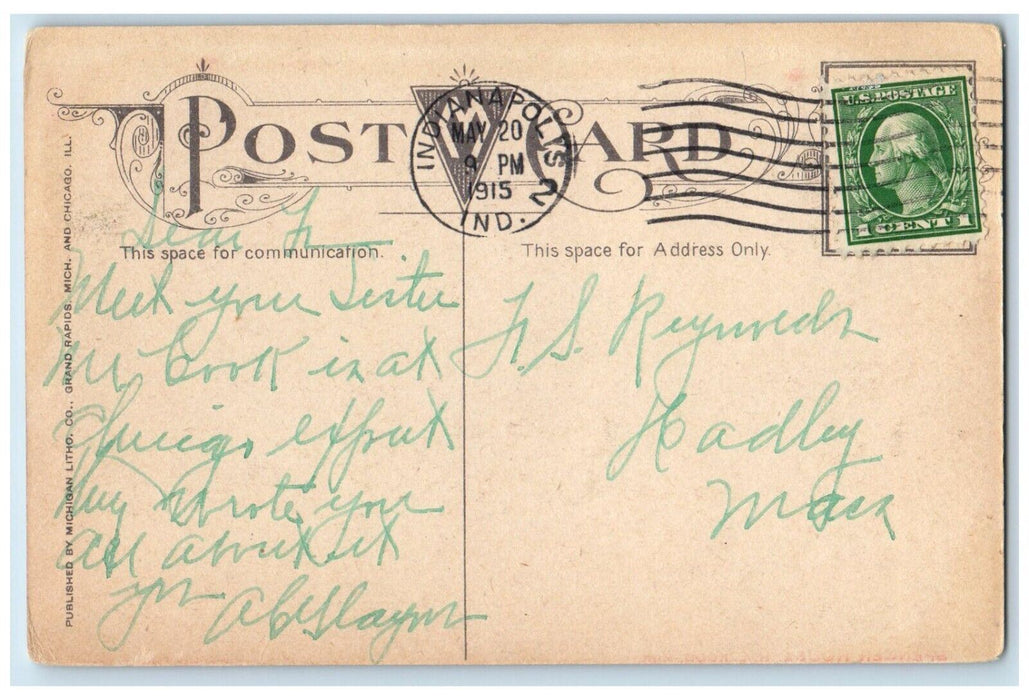 1915 Spencer House Trolley Street Car Indianapolis Indiana IN Antique Postcard