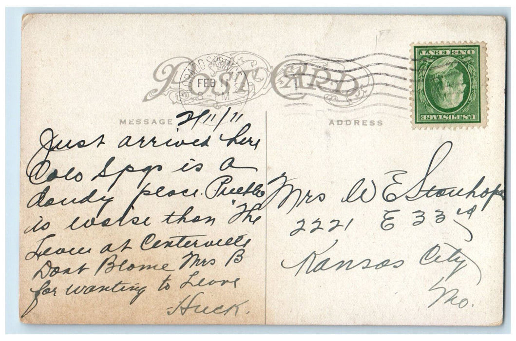 1911 W.O. Brinker, Manager of The Acacia Hotel Colorado Springs CO Postcard