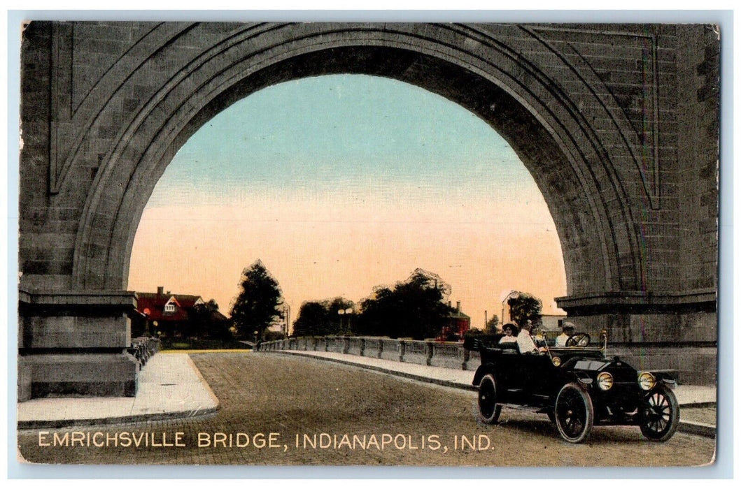 c1910's Emrichsville Bridge Car Indianapolis Indiana IN Antique Postcard