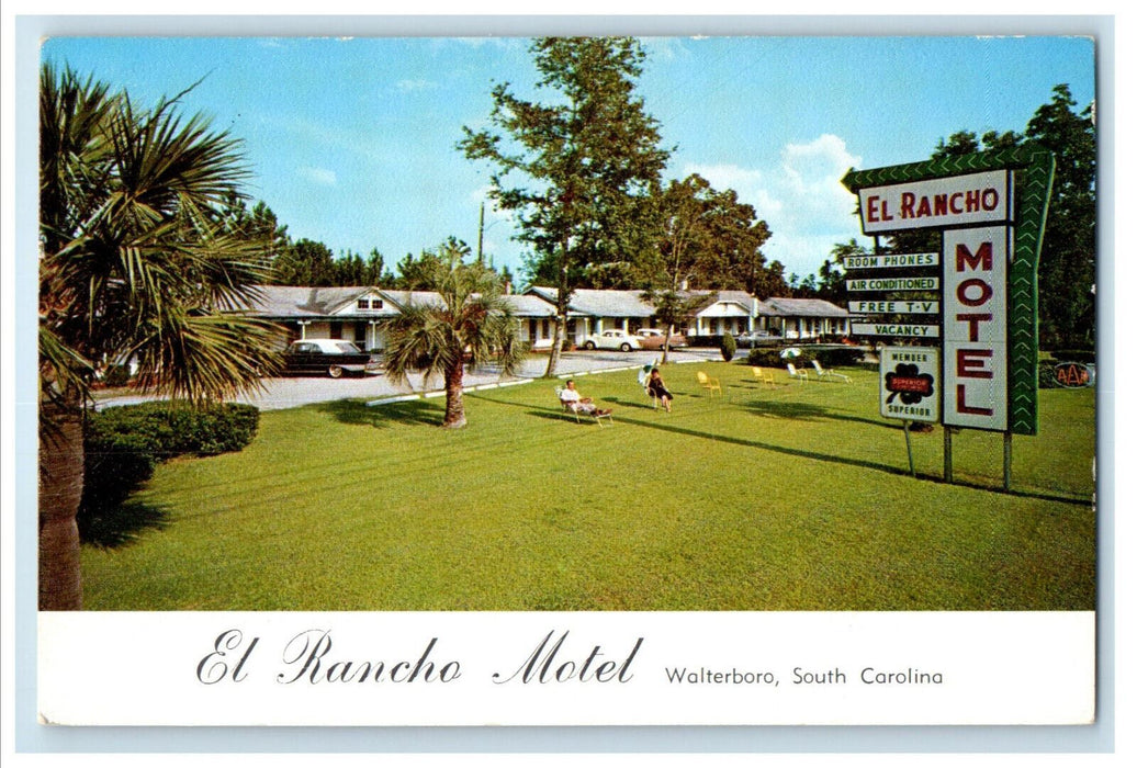 c1950s Chairs View, El Rancho Motel Walterboro South Carolina SC Postcard