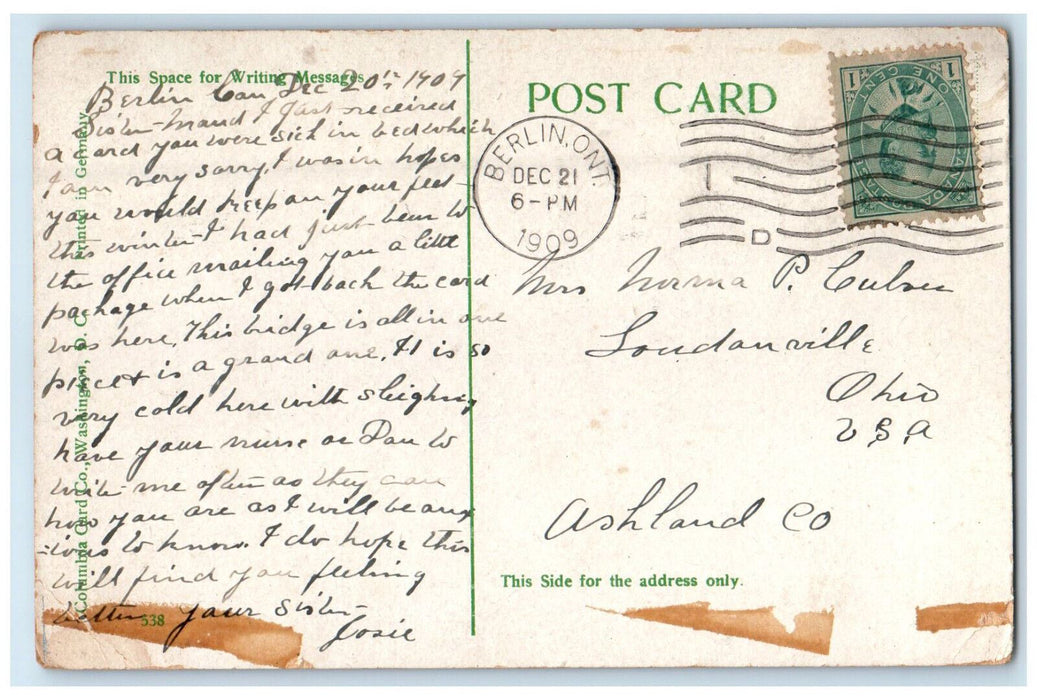 1909 New Connecticut Avenue Bridge, Washington DC Posted Antique Postcard