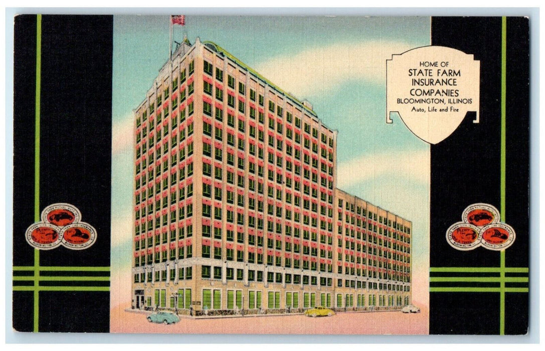 c1950s Home of State Farm Insurance Companies, Bloomington Illinois IL Postcard