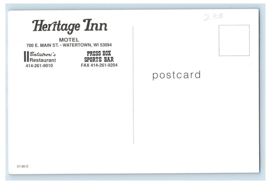 c1950s Heritage Inn Motel, Watertown Wisconsin WI Vintage Unposted Postcard