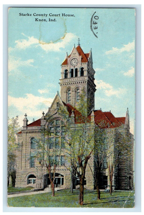 1912 Starkey County Court House Knox Indiana IN Posted Antique Postcard