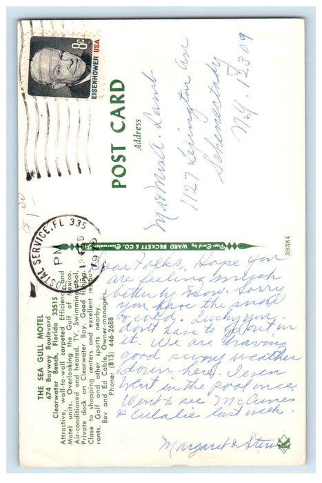 1975 The Sea Gull Motel, Bayway Boulevard Clearwater Beach FL Postcard