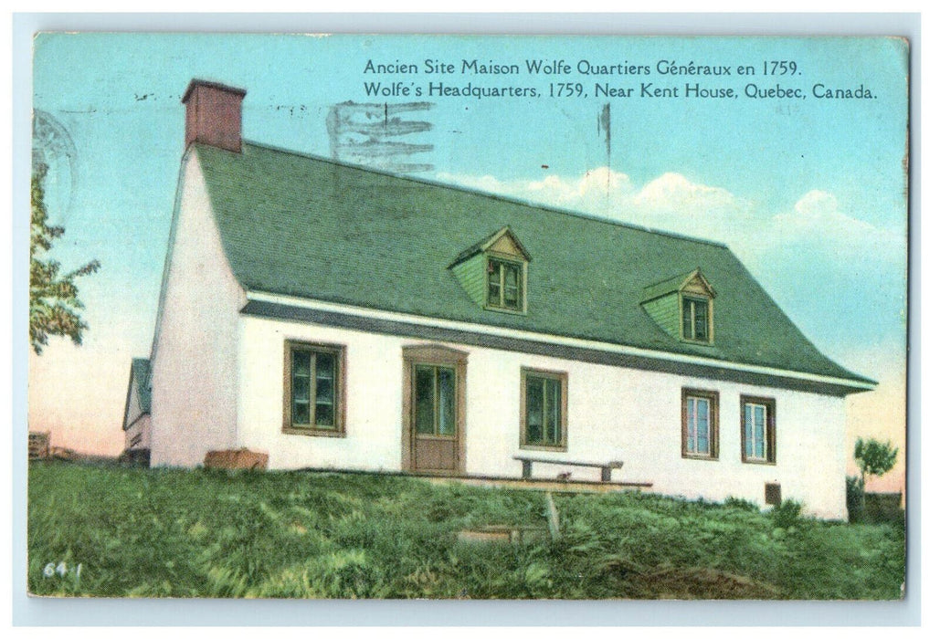 1931 Wolfe's Headquarters Near Kent House Quebec Canada CA Cancel Postcard