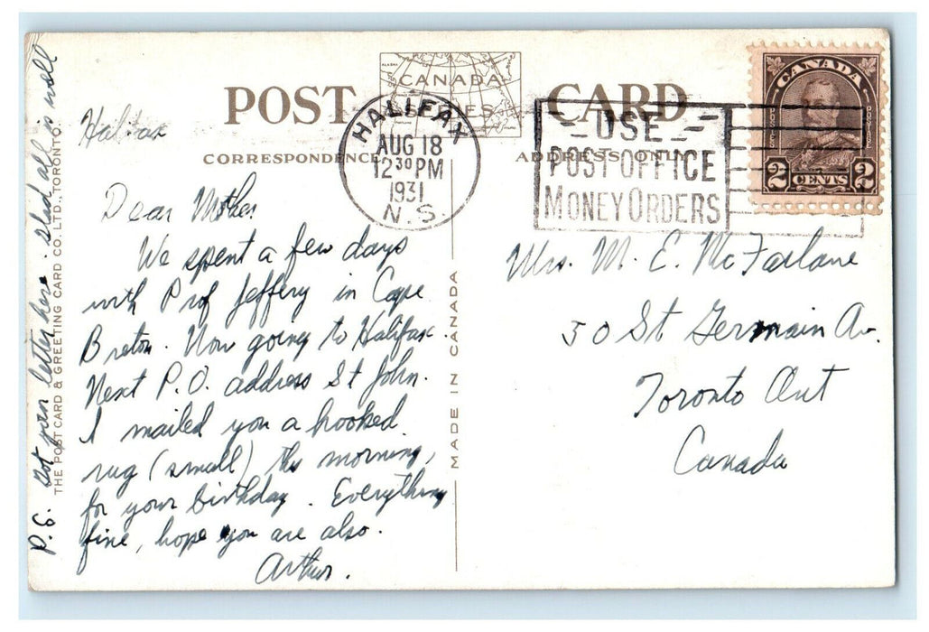 1931 Wolfe's Headquarters Near Kent House Quebec Canada CA Cancel Postcard