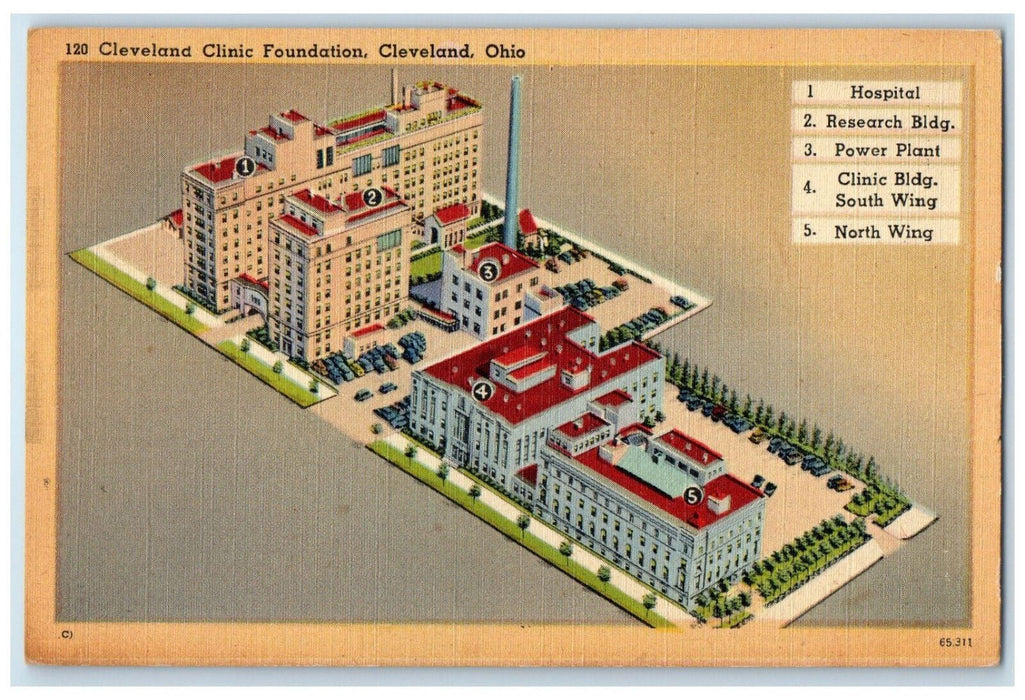 c1950s Cleveland Clinic Foundation, Cleveland Ohio OH Vintage Postcard