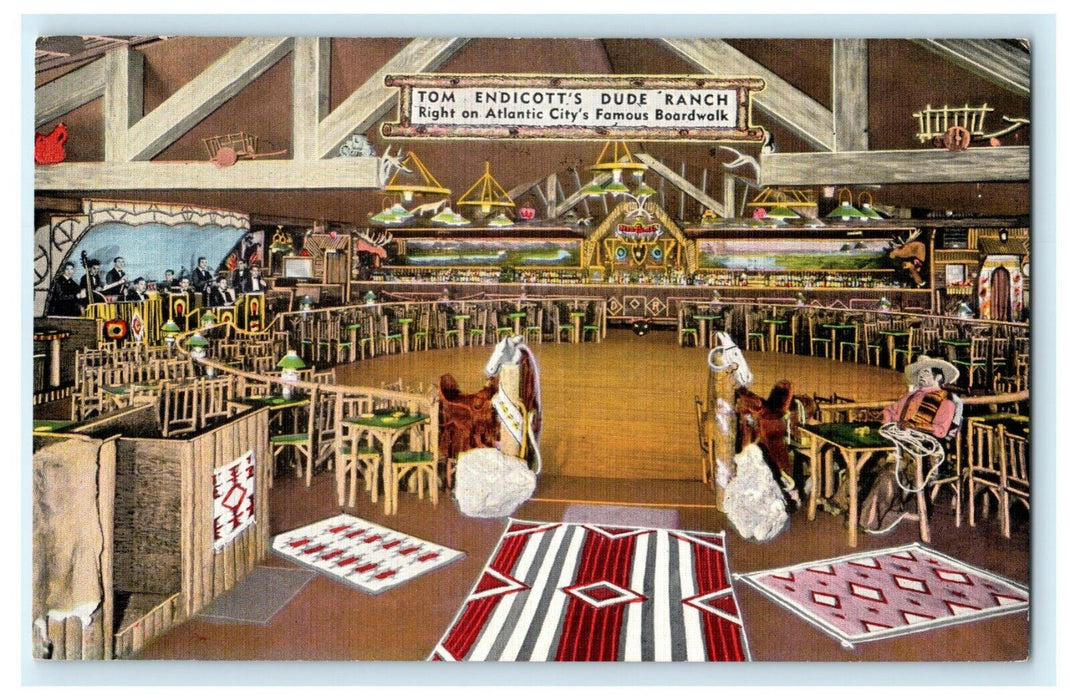 Dude Ranch Atlantic City Boardwalk Restaurant 1940's Vintage Antique Postcard