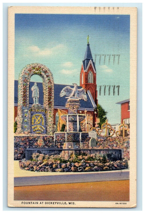 1950 View Of Fountain At Dickeyville Wisconsin WI, Hubbing Minnesota Postcard