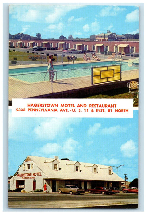 c1950s Hagerstown Motel and Restaurant Pennsylvania Ave Hagerstown MD Postcard