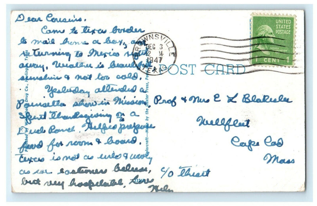 1947 Episcopal Church Brownsville Texas TX Posted Vintage Postcard