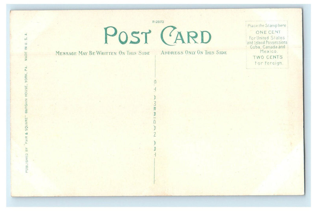 c1920s US Flag Cross Monument High School York Pennsylvania PA Unposted Postcard