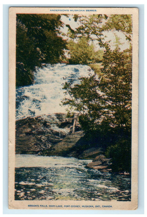 1930 Gibsons Falls, Mary Lake Port-Sidney Muskoka Canada CA Foreign Postcard