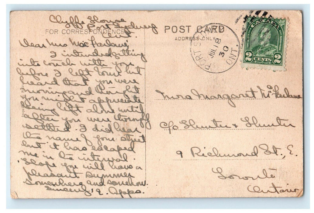 1930 Gibsons Falls, Mary Lake Port-Sidney Muskoka Canada CA Foreign Postcard