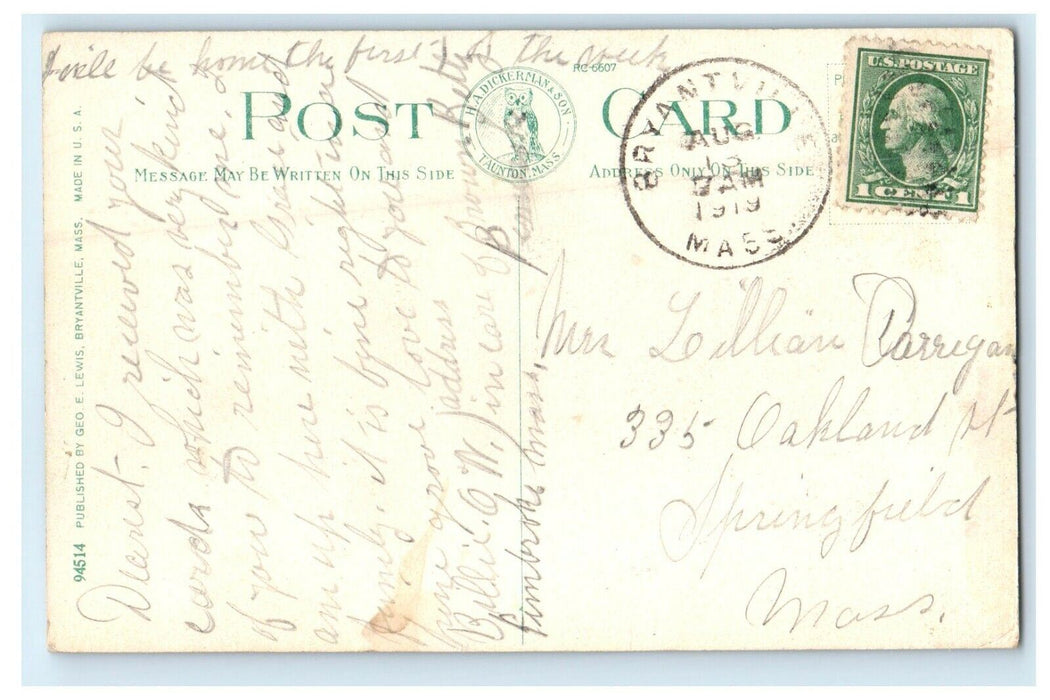 1919 View Of The Birches Car Scene Pembroke Massachusetts MA Antique Postcard