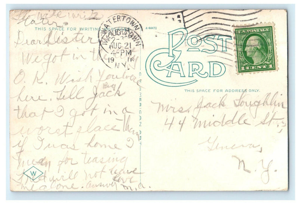1916 Public Square Looking West Watertown New York NY Posted Postcard