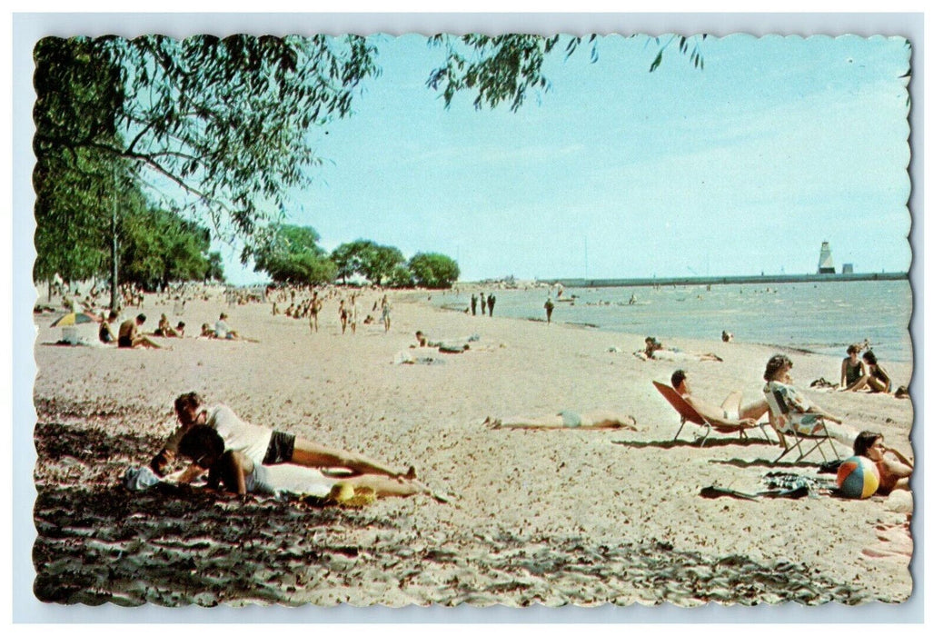 c1960's The White Wide Sandy Beach Lake Erie Port Dover Ontario Canada Postcard