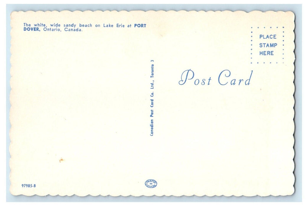 c1960's The White Wide Sandy Beach Lake Erie Port Dover Ontario Canada Postcard