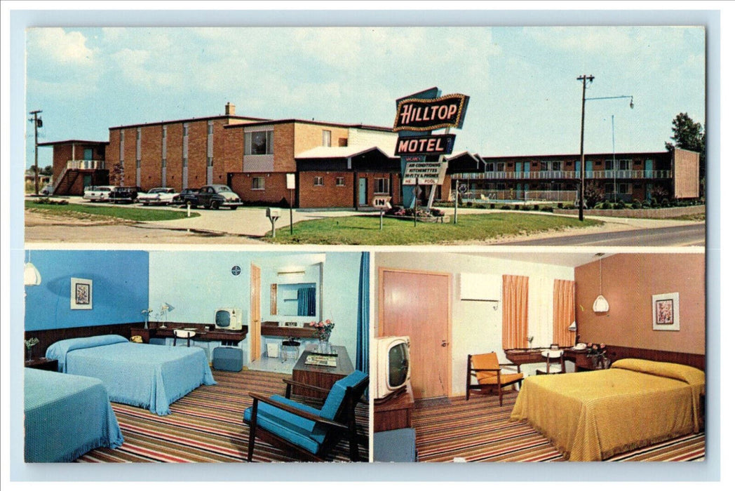 c1950s Multiview of Hilltop Motel, Detroit Michigan MI Vintage Postcard